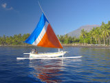 Local Fisherman on a Traditional Outrigger Boat  Bali  Indonesia  Southeast Asia  Asia