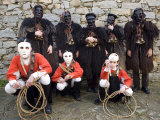 Group of Young Mamuthones and Issocadores Mamoiada  Barbagia  Sardinia  Italy  Europe