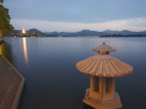 Xi Hu at Dusk with Jinci Si Pagoda in Background  Hangzhou  Zhejiang  China  Asia