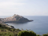 View of Castelsardo in Background and the Coast of Sardinia  Italy  Mediterranean  Europe