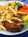 Fried Laks with Chips  Jutland  Denmark  Scandinavia  Europe