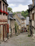Ancient Cobbled Street and Houses  Rue Du Petit Fort  Dinan  Cotes-D'Armor  Brittany