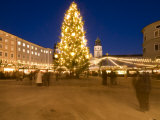 Christmas Tree and Stalls of Historical Salzburg Christkindlmarkt