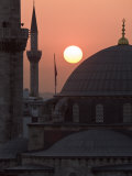 Sun Setting Behind Mahamut Pasha Mosque  Istanbul  Turkey  Europe