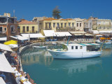 Old Port and Restaurants  Rethymnon  Crete  Greek Islands  Greece  Europe