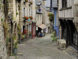 Ancient Cobbled Street and Houses  Rue Du Petit Fort  Dinan  Cotes-D'Armor  Brittany