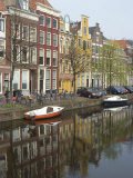 Houses Along Canal  Leiden  Netherlands  Europe