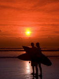 Two Surfers Calling it a Day  Kuta Beach  Bali  Indonesia  Southeast Asia  Asia