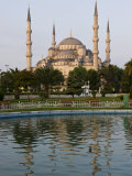Blue Mosque Reflected in Pond  Sultanahmet Square  Istanbul  Turkey  Europe