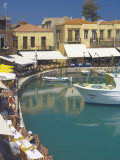 Old Port and Restaurants  Rethymnon  Crete  Greek Islands  Greece  Europe