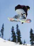 Snowboarder Jumping at Telus Half Pipe Competition 2009  Whistler Mountain