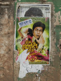 Shahruk Khan in Torn Bollywood Movie Poster on Wall  Hospet  Karnataka  India  Asia