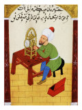 Scholar Studying the Workings of a Clock  Ottoman Manuscript  17th century