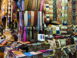 Fabrics  Rugs  Scarves  Cushions for Sale  Grand Bazaar  Istanbul  Turkey  Europe