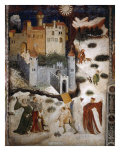 January or Aquarius with Courtiers in Snowball Fight Outside Stenico Castle  c1400