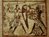 Crusader and Moor in Combat  Mosaic  12th century Romanesque