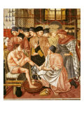 Doctor Giving Treatment to Sick Man with Cut on Leg  Fresco  by Domenico di Bartolo  1443