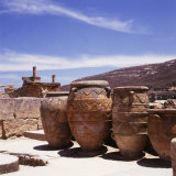 Greece: Carved Stone Pots on Archaeological Site  Knossos  Aegean Island of Crete