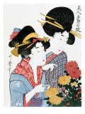 Chrysanthemums  Ukiyo-e print  Japan