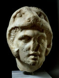 Alexander the Great 356-323 BC  Pentelic Marble Head Wearing Lion Head Helmet