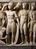 The Hero Achilles Putting on his Armour  Achilles at Court of King Lycomedes  Marble Sarcophagus