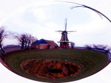 Elliptical Image of Dutch Mill and Farm