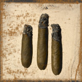 Three Cigars Lit with Ashes