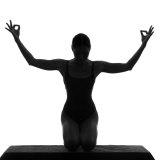 Woman Sitting with Arms Up