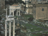 Roman Forum in Rome  with Arch of Emperor Septimius Severus  146-211
