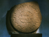 Aztec Calendar or Sun Stone  Basalt Monolith with Carvings of 5 Aztec World-eras