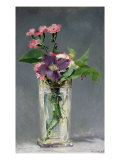 Pinks and Clematis in a Crystal Vase  c1882