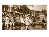 West End Children Cooling Themselves in a Fountain at Trafalgar Square During a Heat Wave