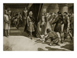 Peasants Flinging Down their Ploughshares at Feet of Henry I  Illustration