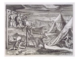 Hanging and Mutilation of 3 Thieves  Rio de la Plata  from 'Newe Welt und Americanische Historien'