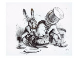 Mad Hatter  March Hare and Dormouse in Teapot  Illustration  'Alice's Adventures in Wonderland'