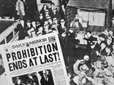 Headline Declaring the End of Prohibition  6th December  1933