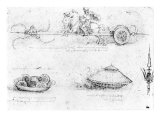 Design for a Scythed Chariot and Armoured Car  c1487