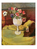 Vase of Flowers  Anemones in a White Glass
