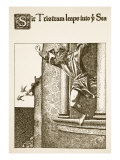 Sir Tristram Leaps into Ye Sea  Illustration from 'The Story of the Champions of the Round Table'