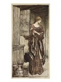 Sieglinde prepares Hunding's draught for night  illustration from 'The Rhinegold and the Valkyrie'
