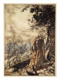 Brunnhilde stands for a long time  dazed and alarmed  illustration 'The Rhinegold and the Valkyrie'