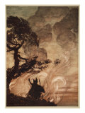Wotan turns  looks sorrowfully back at Brunnhilde  illustration  'The Rhinegold and the Valkyrie'