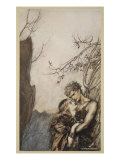 Brunnhilde throws herself into Siegfried's arms  illustration 'Siegfried and the Twilight of Gods'