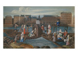 Ships with Fish Dealer and Washerwomen at Quai de la Megisserie  c 1670