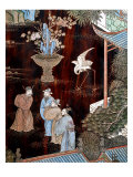 Screen Called 'Coromandel' with Scenes from Life in Forbidden Town of Peking: Dignitaries in Garden