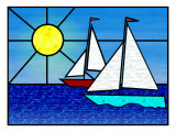 Two Sailboats Face the Sun