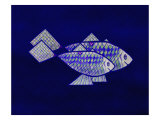 Two Blue and Green Happy Fish