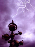 Top of Futuristic Building Meets with Lightning