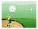 Golfer Strokes Ball Out of Sand Trap