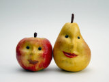 Paper Apple and Pear with Faces